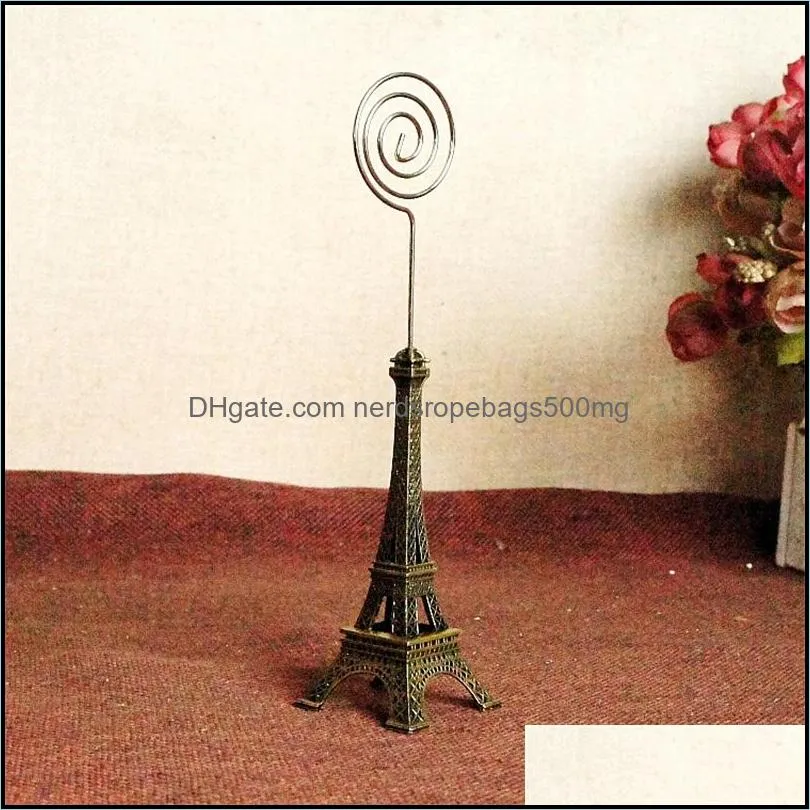 Eiffel Tower Model Business Base Place Card Holder Metal Seat Clamp Memo Message Holder Home Office Wedding Party Party Decor Gifts