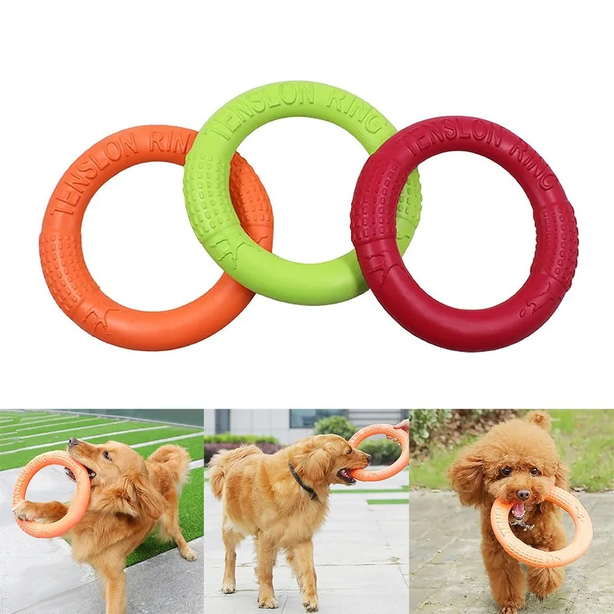 Haustierspielzeug fliegende Discs Eva Hundetraining Ring Puller Resistant Bite Float Toy Welpe Outdoor Interaktives Spiel spielen Haustiervorräte