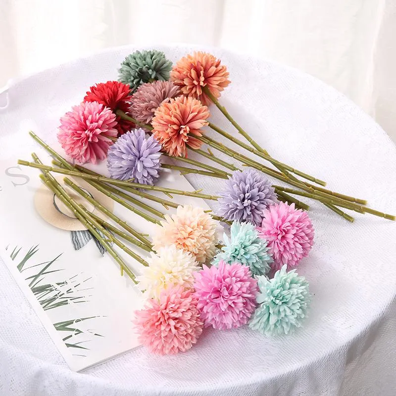 Artificial Flower Bouquet Silk Dandelion Flower Ball Fake Flowers DIY Home Widding Decoration Valentines Day Gifts DD