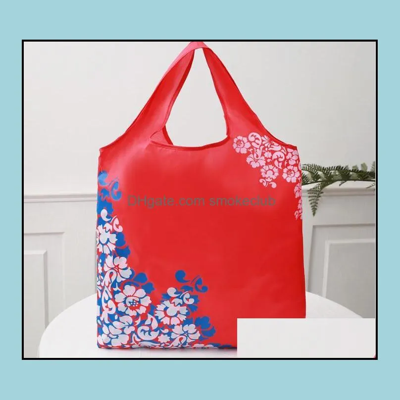 Foldable Shopping Bag Chinese Style Reusable Eco-Friendly Groceries Bags Durable HandBag Home Folding Storage Bags Pouch Tote GWF1406