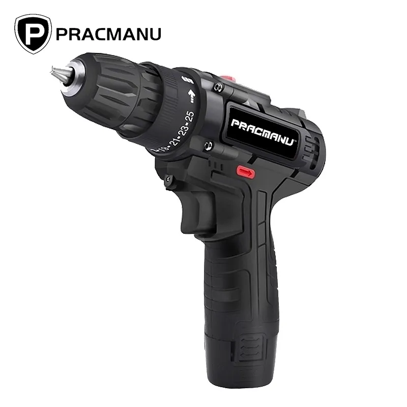 Pracmanu 12V Electric Hand Drill Battery Cordless Hammer Screwdriver Home DIY Power Tools Y200323