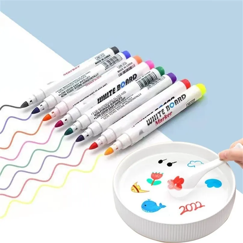 812 kleuren magische schilderpen water zwevende doodle pennen kinderen trekken vroege educatie magie magische whiteboard markers 220804