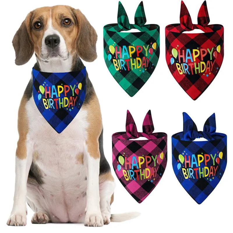 Dog Birthday Bandana Triangular Saliva Towel Pet Party Supplies Boy Doggy Photo Props Pure Cotton Party Favor MJ0454
