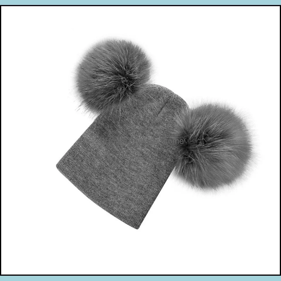 6 styles Children Hat Toddler Kids Baby Warm Winter Wool Hat Knit Beanie Fur Pom Pom Hat Baby Boys Girls Cap 1-3Y Drop Shipping