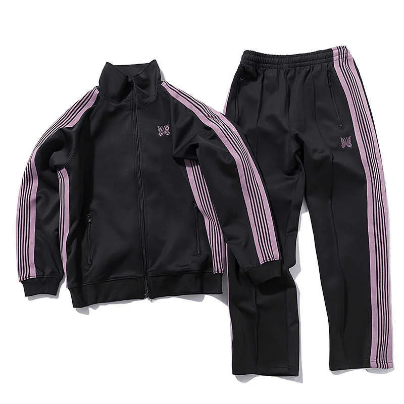 NEEDLES Mans Tracksuit Streetwear 스포츠 레저 Unisex Tracksuits 남성 카디건 자켓 운동복 정장 남성 코트 바지 여성 코트 바지 조깅 슈트 팬츠