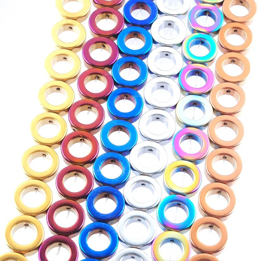 Wojiaer natuurlijke hematietmaterialen ronde ring spacer losse kralen 12 mm metalen kleur voor hangers sieraden maken BL306