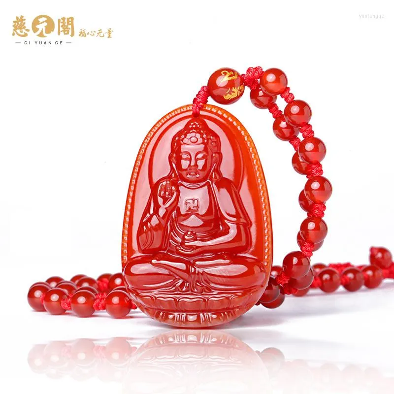 Подвесные ожерелья красная агата Зодиак-опекун Амитабха Будда тысяча рук Кван-Инь Маншу Бодхисаттва подвесной
