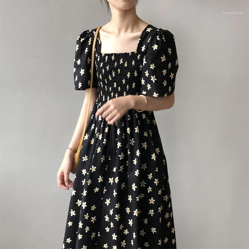 Abiti casual Alien Kitty French Black Women Florals Stampa vintage 2022 Elegante Office Plus Size Lady Fashion All Match Dress Vestidos