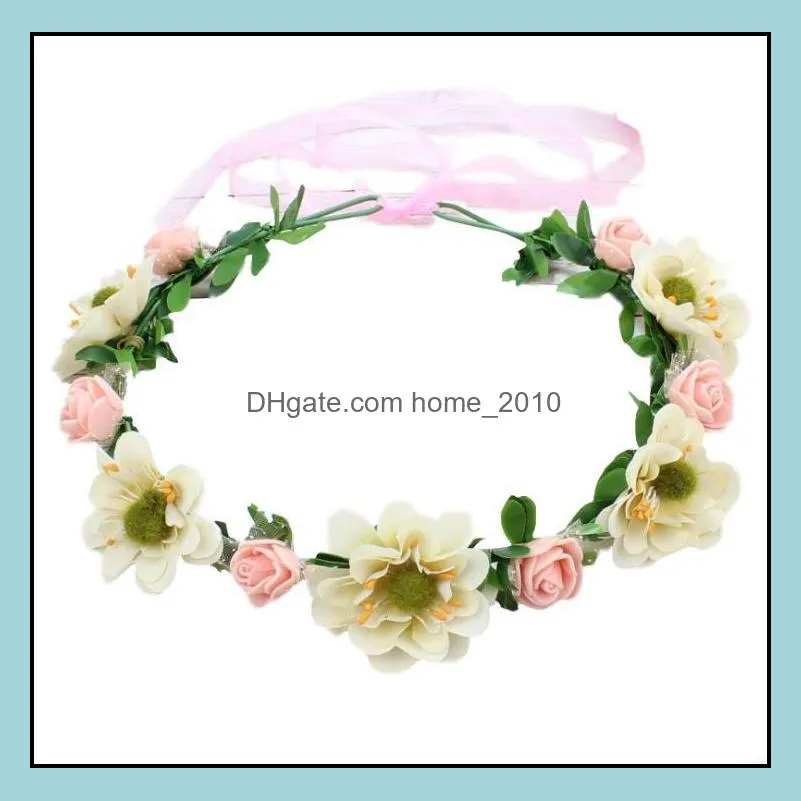 party supplies artificial flowers hair band wedding bride`s flower crown ocean vacation wreaths weddings garland hairband decoration