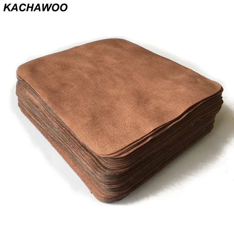 Kachawoo 100pcs 175 mm x 145 mm verres marron nettoyage de tissu en daim personnaliser les accessoires en microfibre 220816