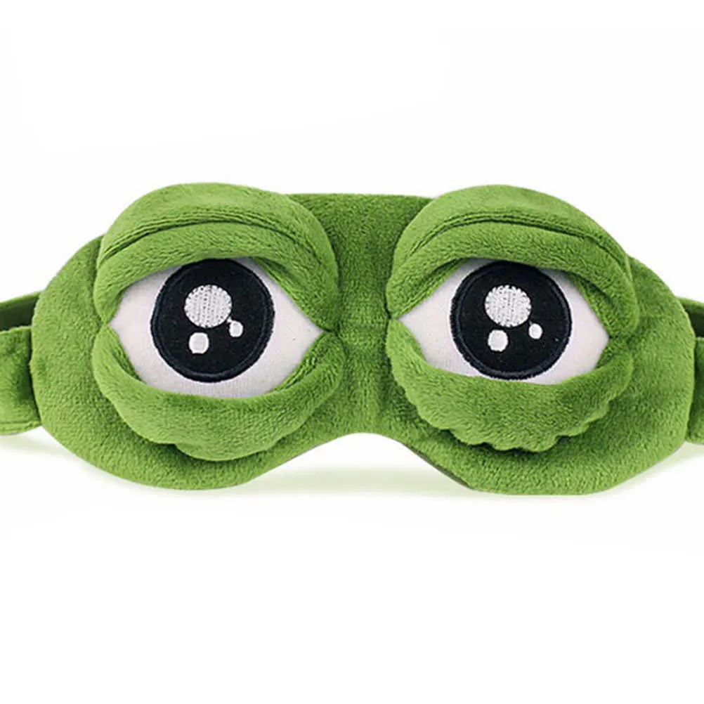 3D Triste Grenouille Masque De Sommeil Naturel Sommeil Visière Couverture Ombre Patch Pour Les Yeux Femmes Hommes Doux Portable Bandeau Voyage Eyepatch