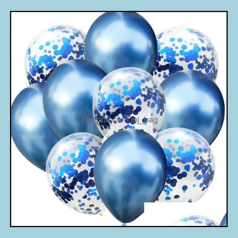 5 pcs latex balloons+5pcs sequins balloon/lot 12 inch mixed color balloons party decoration kids adult birthday decor dhl sn3643