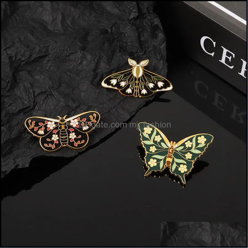 european insect series butterfly moth shape brooch pin women animal alloy enamel clothes badge jewelry accessories backpack sweater business suit pins