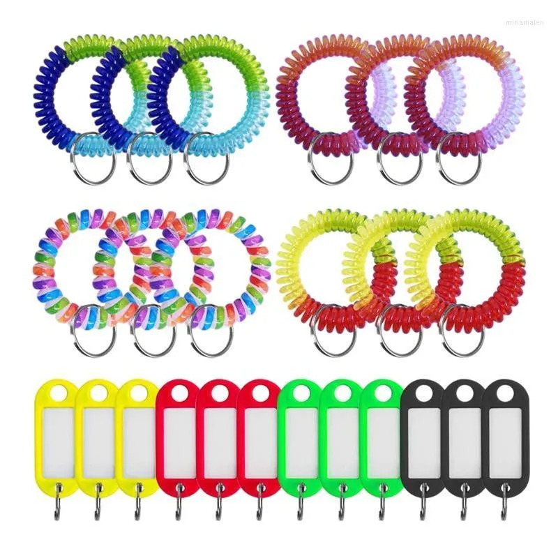 Keychains 24 pcs clés de clés de clés de clés avec fenêtre de l'étiquette à anneau divisé Spring Spiral Spiral Bobine ID Miri22