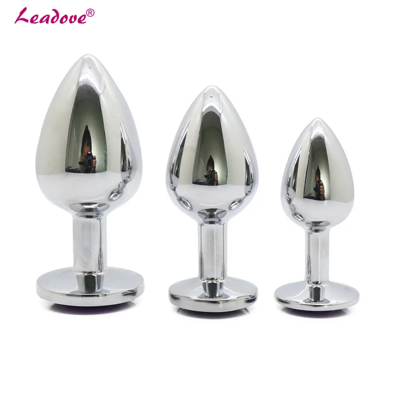 New Arrival3pcsset Heart Shaped Stainless Steel Crystal Jewelry Anal Plug with S+M+L Size Butt Plug Anal Sex Toys for Women (4)