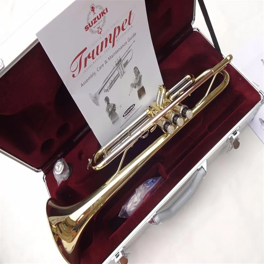 Suzuki Trompet Altın Lake ve Gümüş Kaplama Pirinç Aletler Yüksek Kaliteli BB Trompet Müzik Enstrümanları Durum ile Trompeta