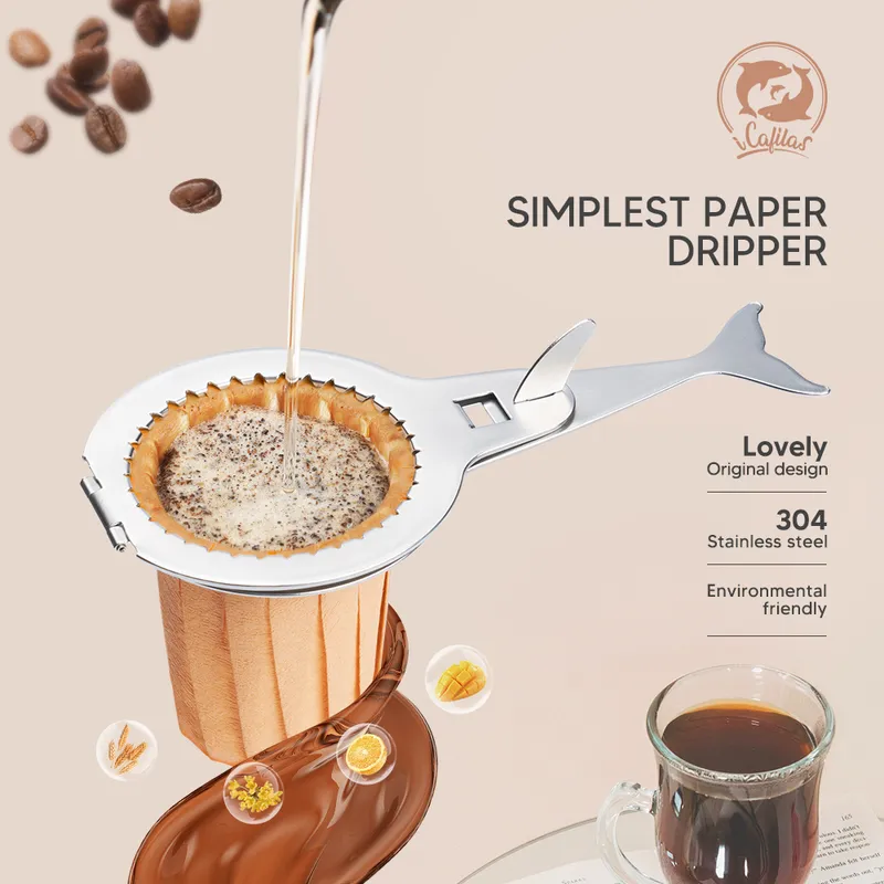 Stainless Steel Portable Coffee Filter Holder Reusable s Dripper Baskets Disposable Papers 220509