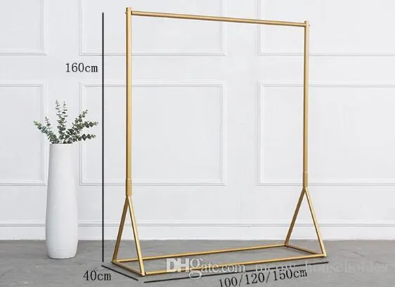 Golden clothing rack Iron floor hanger Bedroom Furniture children`s cloth shop display racks women`s bag show shelf