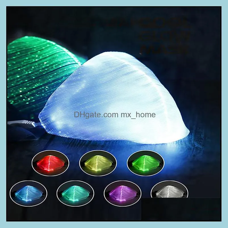 free dhl fashion glowing mask 7 colors luminous led face masks for halloween party festival masquerade rave mask