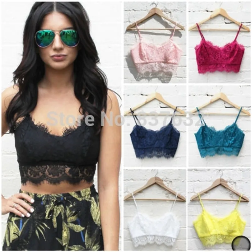 w1022 Sexy mujer encaje floral sin relleno Bralette Bralet sujetador Bustier Crop Top Cami Tank