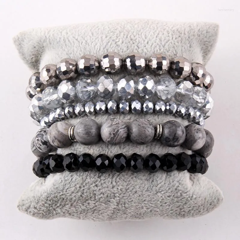 Perlenstränge RH Modeschmuck Multi Stone Glass Stack Armband Armreif Sets für Frauen Boho Geschenk Lars22