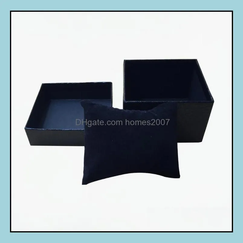 Fashion Watch boxes black red blue paper square watch case with pillow jewelry display box storage box