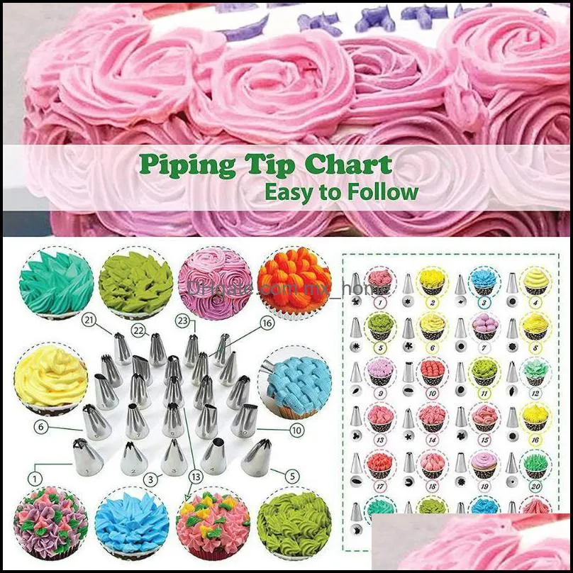 baking & pastry tools cake decorating set 46pcs/set stainless nozzles turntable tube fondant tool for cakes