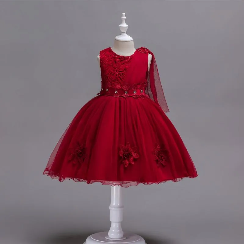 Kızın Elbiseleri Turkuaz Kırmızı Pageant Kıyafeti Kanat Rhinestone Kısa Çocuk Düğün Giyim Giyim Çocuklar Kız Parti Ve Zarif Için Çiçek Elbise
