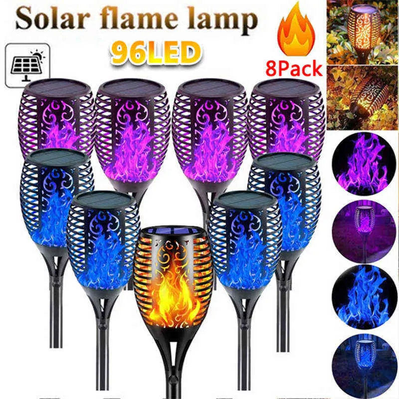 Pcs LED Solar Flame Torch Lights Flickering Light Waterproof Garden Decoration Outdoor Lawn Path Yard Patio Lamps J220531