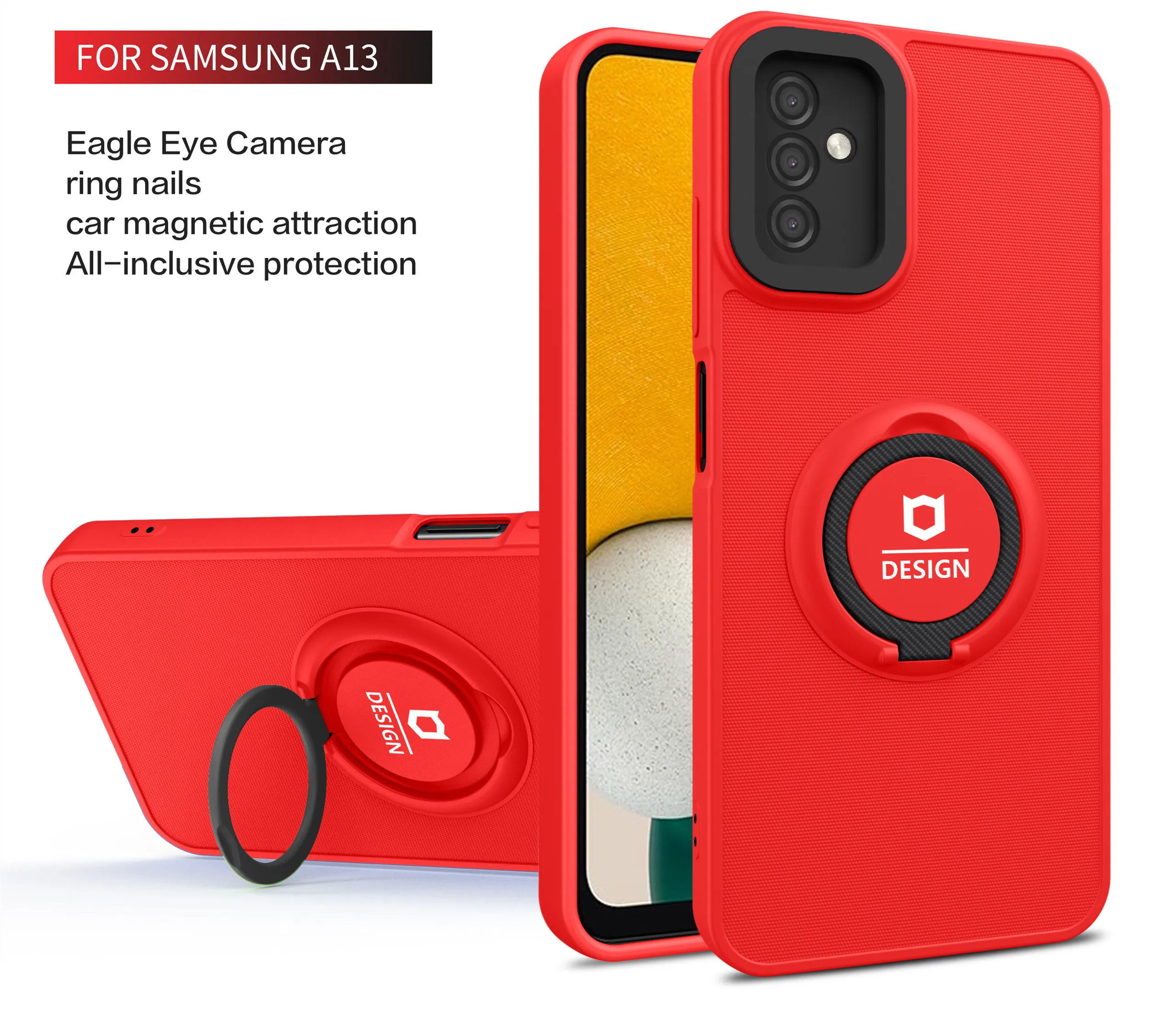 Telefoonhoesjes voor Samsung A32 A52 A72 S22 A42 A82 A23 S20FE A70 S21FE J2 J7 met TPUPC Ring Car Bracket All-Round beschermende camerabescherming All-inclusive anti-dropomslag