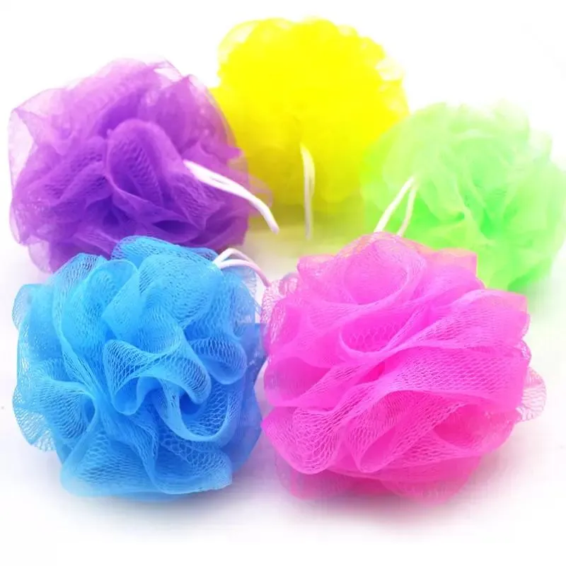 Soft Body Bubbles Sponge Bath Ball Nylon Scrubber Loofah Mesh Net Balls Cleaning Sponges Multi-color Bath Flower Bathroom Supplies