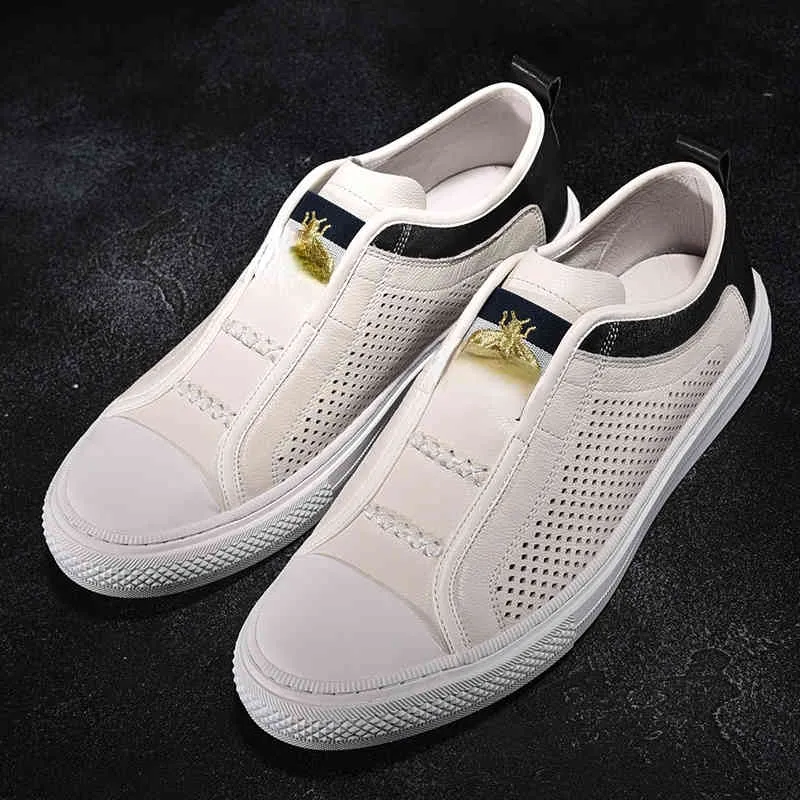 أزياء Lefu في Summer Hollow Out Small White Corean Personal Propostoile Trend Men's Lazy Shoes