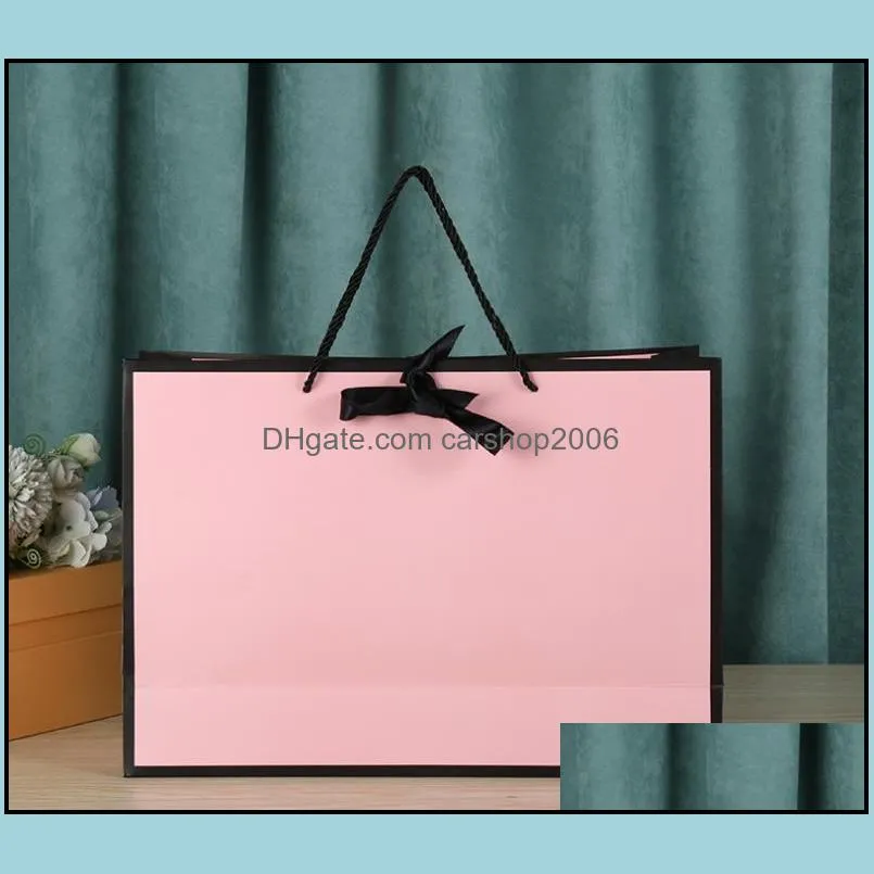 creative clothing store paper bag bow handbag pink gift bag customizable logo sn3708