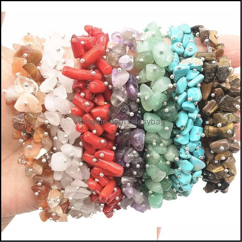 irregular natural crystals stone gravel beads jewelry s for women men tiger eye red coral bracelet
