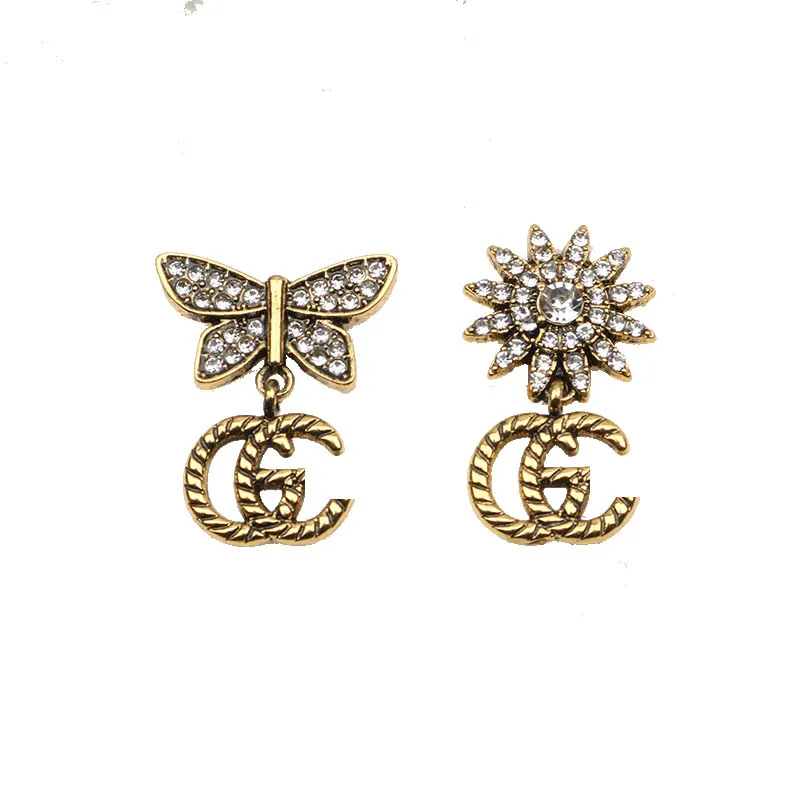 Suower Gold Plated Brand Designers Letters Stud Earrings Classical Geometric Women Sier Crystal Rhinestone Earring Wedding Party Jewerlry