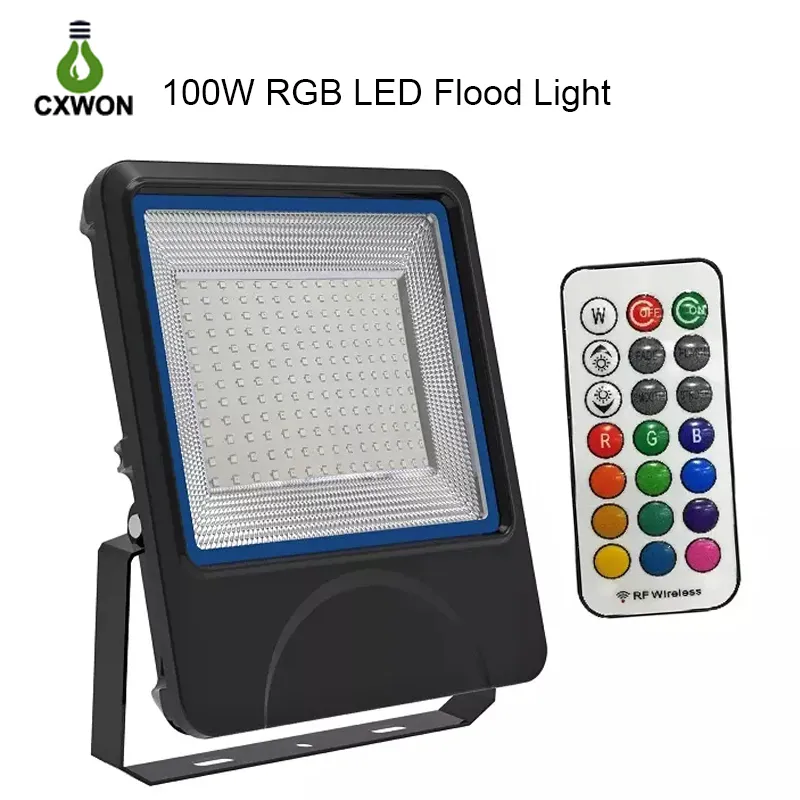 High Quality RGB LED Floodlights 10W 20W 30W 50W 100W Outdoor Floodlight IP66 Garden Landscape Lamp AC 85-265V