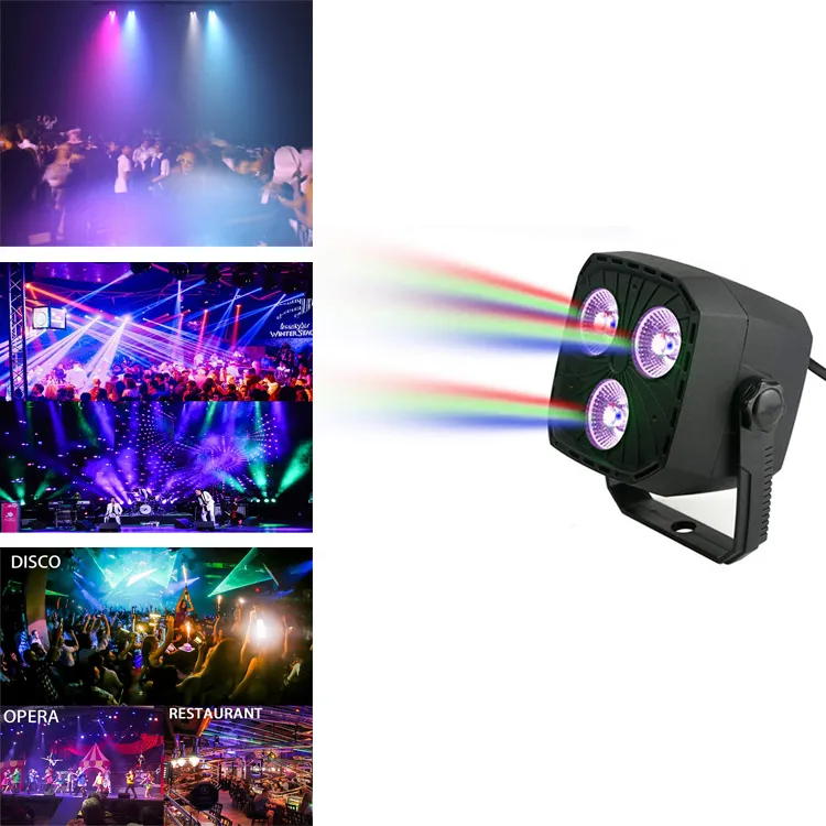 Mini luce par led RGBW 3 pezzi rgbw par led luce colorata in plastica illuminazione dj luci da discoteca