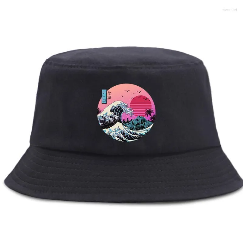 Berets Japan Anime Bucket Hat Women Men Foldable Hiking Fisherman's Hats Sunscreen Cap Outdoor Casual Beach Sun CapsBerets Wend22