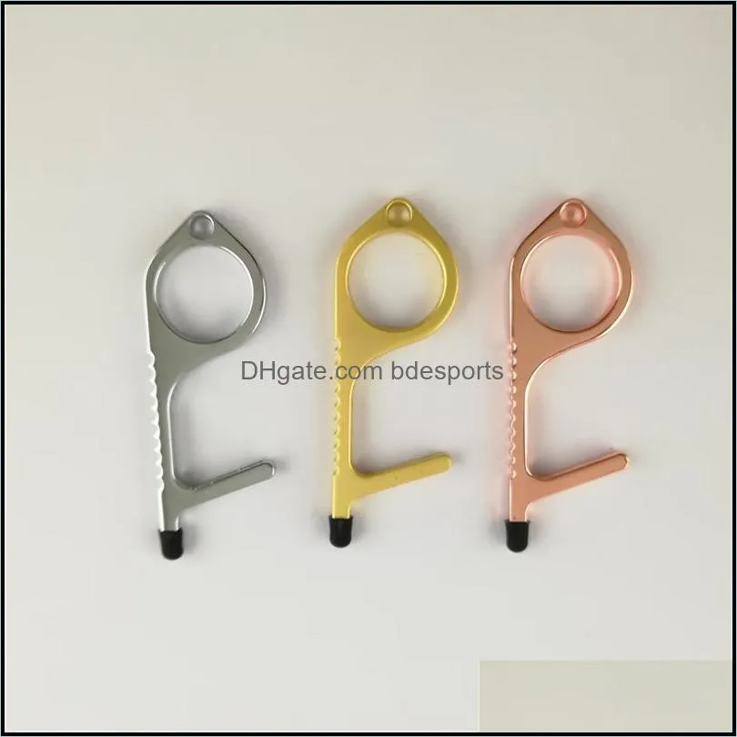 Best Selling customized logo no Touch Door Opener Bottle Opener no Contact Door Opener Tool with Rubber Tip Free Shipping