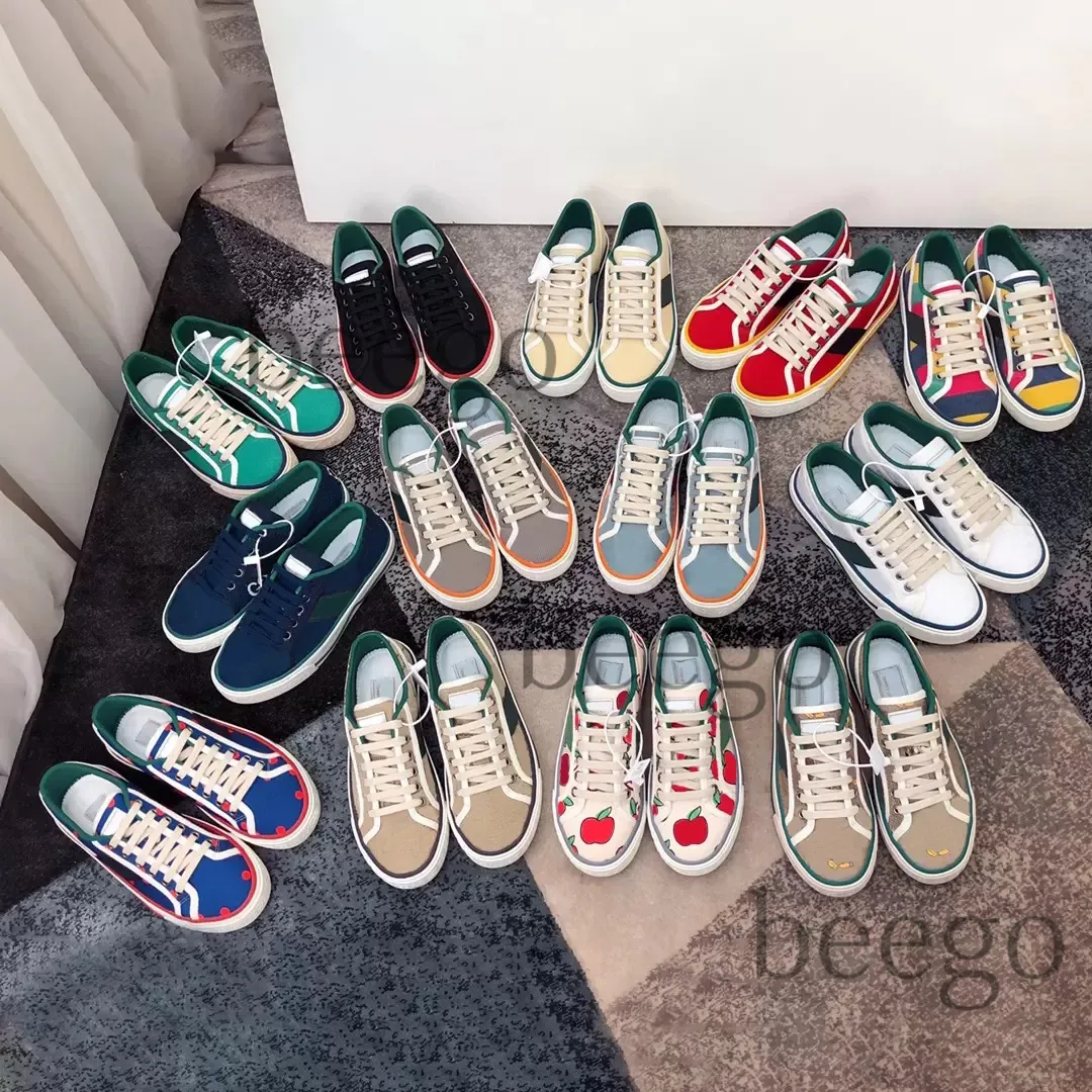 Designers Tennis 1977 sneaker canvas Luxurys Shoe Beige Blue Washed Jacquard Denim Women Shoes 에이스 고무 밑창 수 놓은 빈티지 캐쥬얼 스니커즈 여성용 남성용