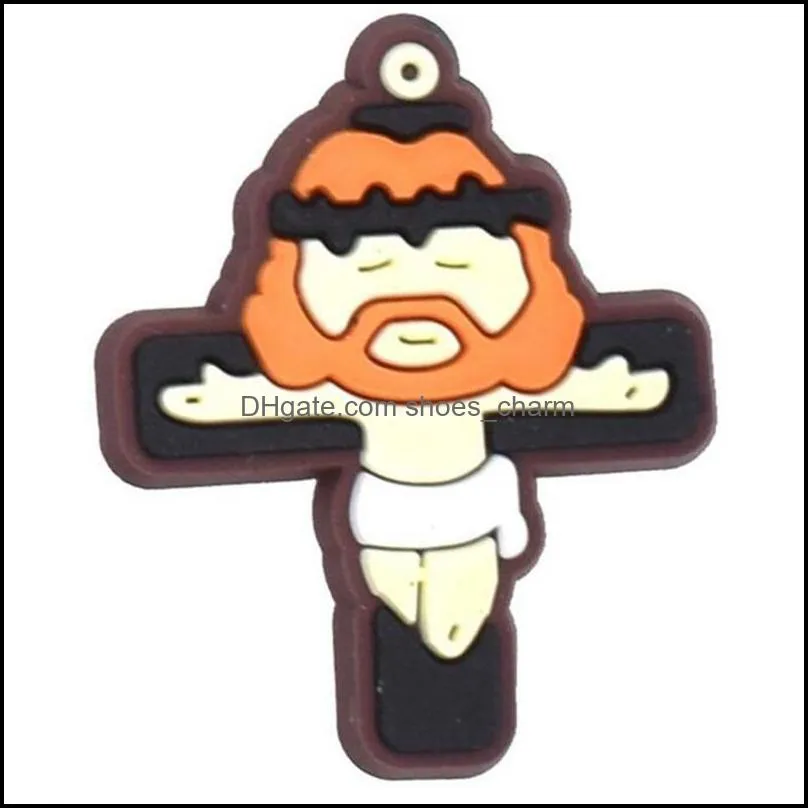 Religious shoe decoration buckle parts accessories for croc charms pvc clog pins buttons charm