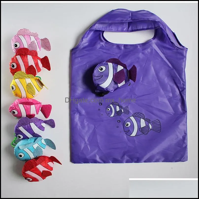 Cute Cartoon fish Shopping Bag Travel Reusable Foldable Handbag Grocery Tote Storage Home Storage Bags Free DHL