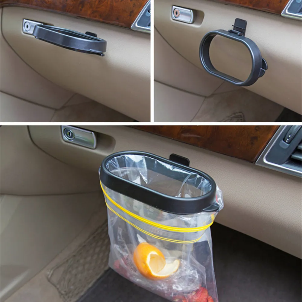 Car Styling Plastic Car Trash Can Auto Simple Organizer Car Garbage Bin Storage Bag Holder Spazzatura Bin Rack Frame Holder