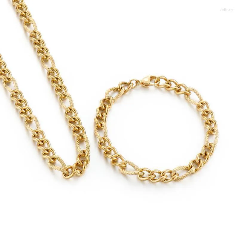 Chains 7mm Cuban Link Chain Necklace Bracelet Men Women Stainless Steel Multi-SizeChains Godl22