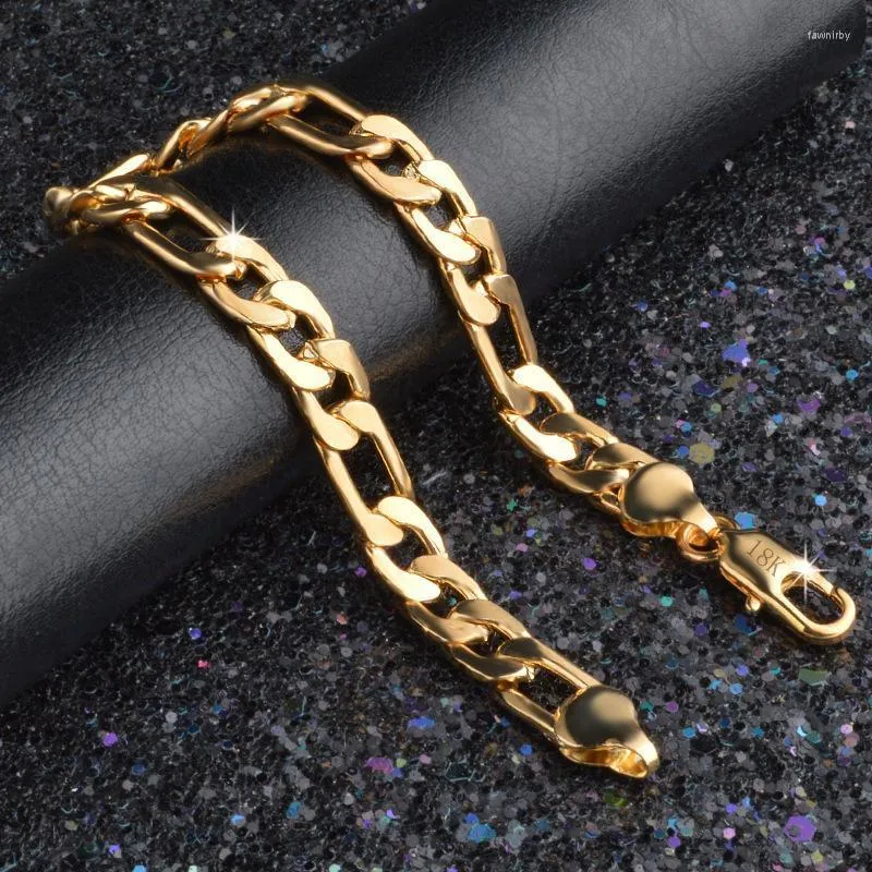 Link Chain 2022 Gold Color Bracelet 8MM 21cm Bracelets For Men Male Arm Pulseiras De Ouro Bangles Fawn22
