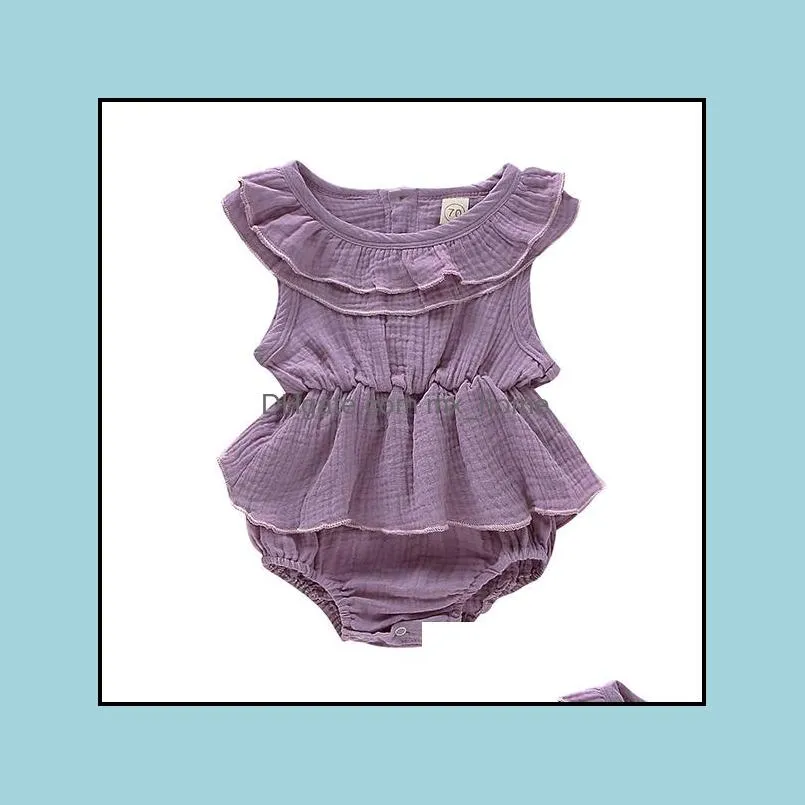 kids rompers girls boys solid color romper infant ruffle collar jumpsuits summer fashion boutique baby climbing clothes z1330