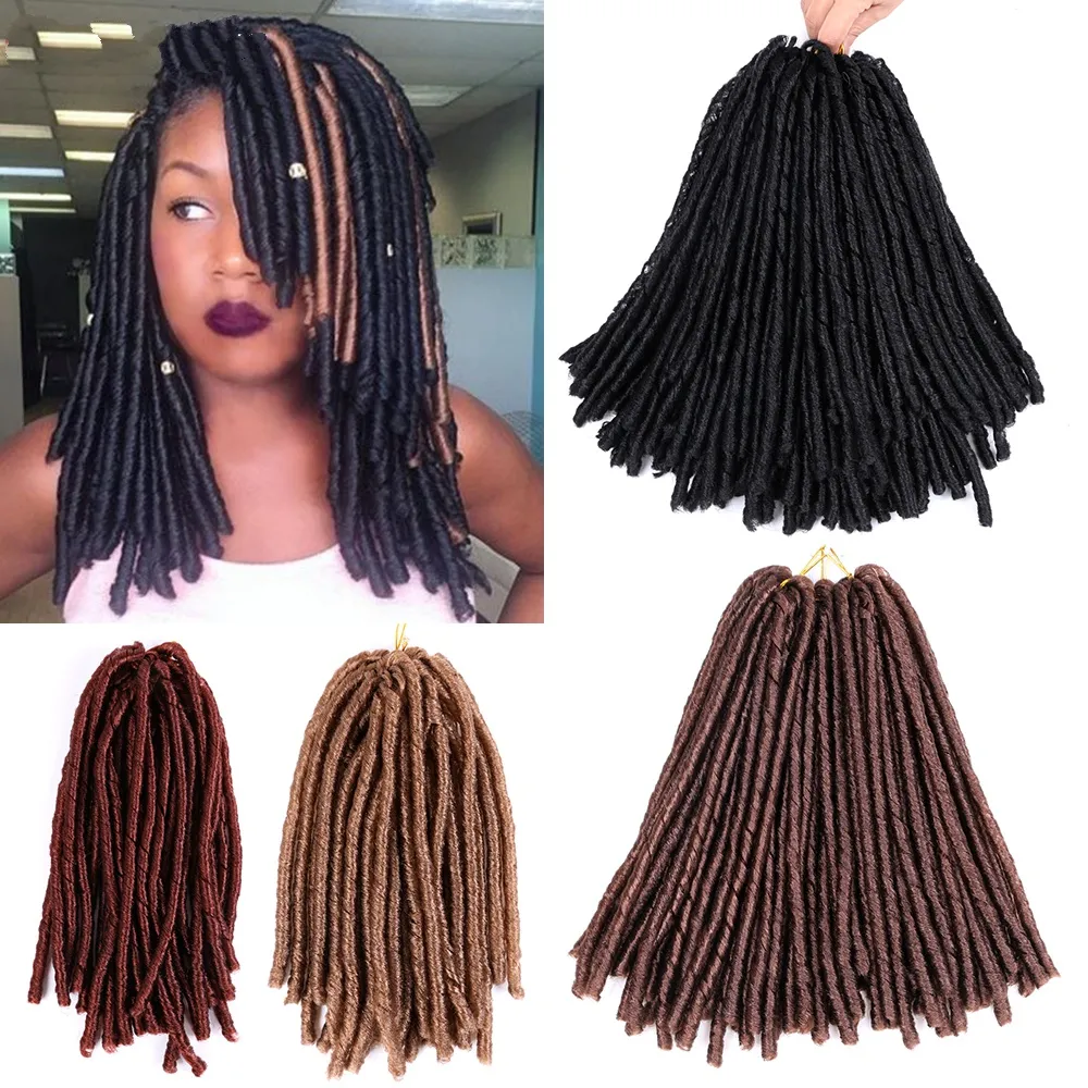 14 Inch Synthetic Urban Soft Dread Crochet Hair Faux Silk Locs Braiding Hair 30 strands/pcs Dreadlocs Afro Hair Extensions LS07