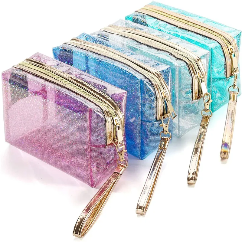 Waterproof Cosmetic Bags Transparent PVC Travel Makeup Handbag Cute Portable Cosmetic Case Toiletry Pouch for Bathroom