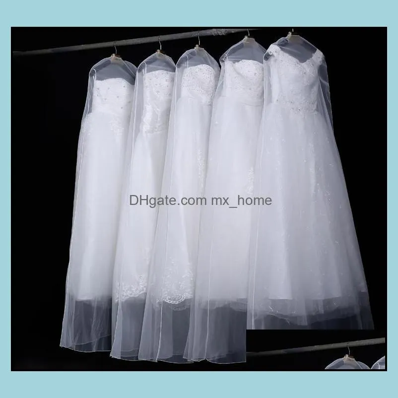 160cm 180cm transparent wedding dress dust cover bag soft tulle garment bags bridal gown scratch resistant net yarn-bags 50pcs sn767