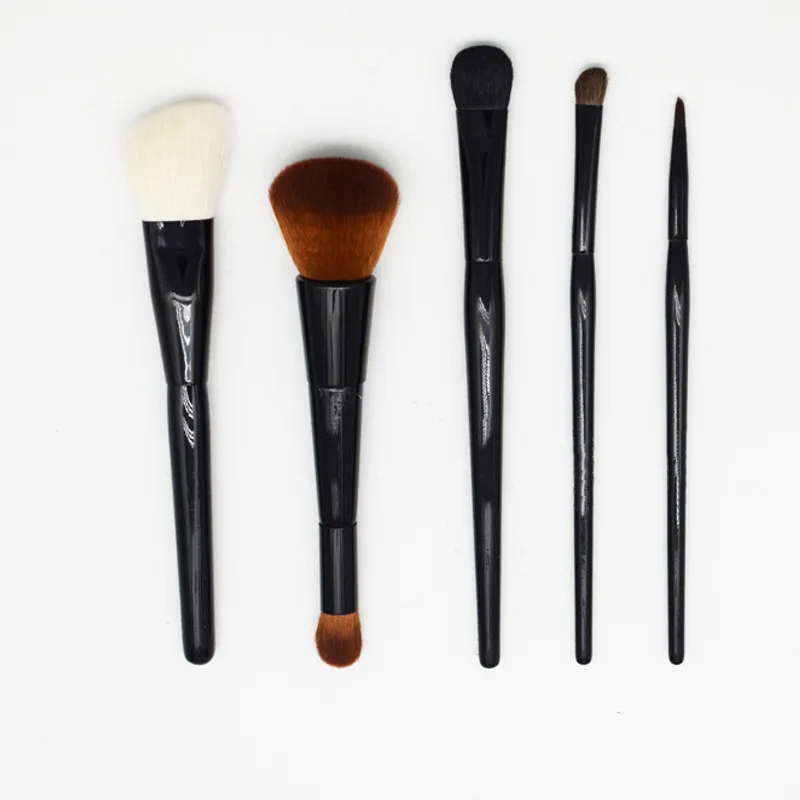 Klassische braune Make-up-Pinsel, 5 Stück/Set, tragbare Größe, weiches, natürliches Ziegen- und Pferdehaar, Make-up-Pinsel-Set BB